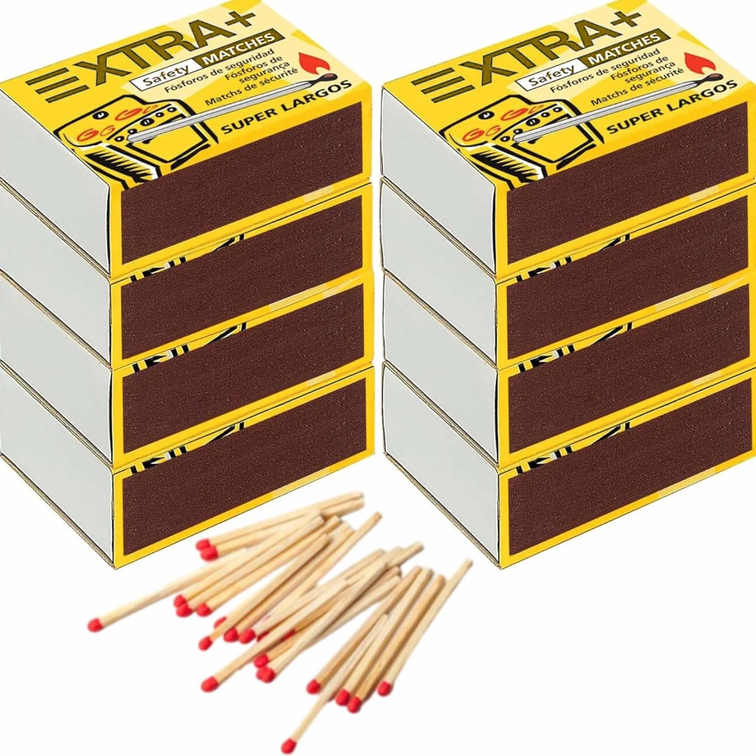 KROWN Pack de 800 Cerillas de Seguridad para Cocina, Barbacoa, Chimenea