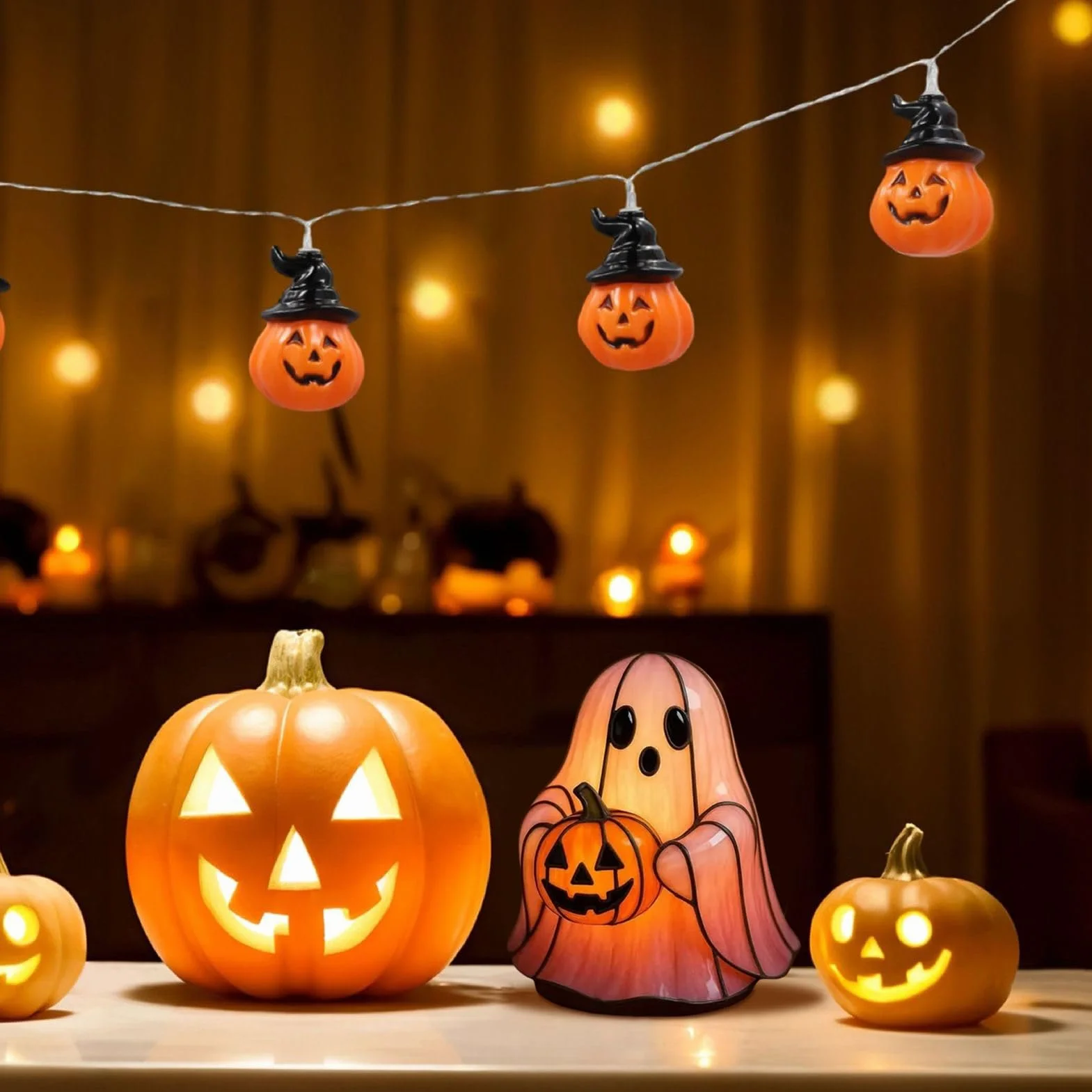 Lámpara LED Fantasma Halloween Decoración Hogar Portátil Estantería
