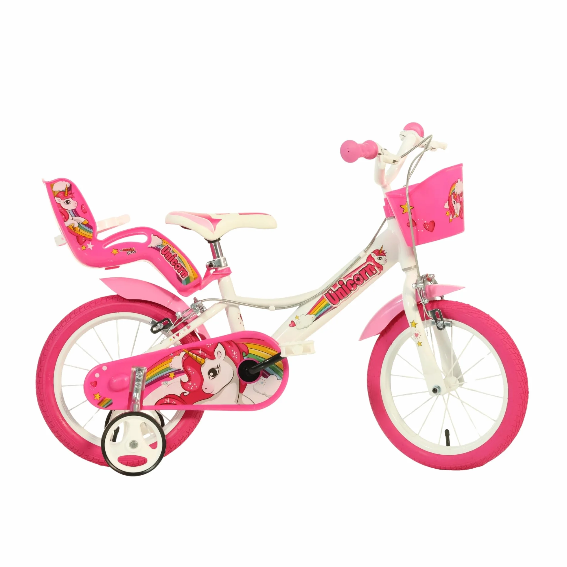 Dino Bikes Unicorn Bicycle Unicornio, Niñas, Blanco y Rosa, 16 Pulgadas