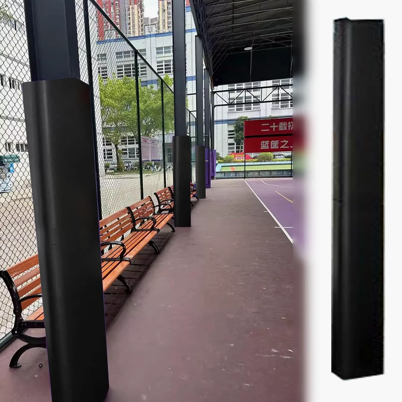 Acolchado de poste interior para bastones de voleibol de baloncesto, poste de garaje cuadrado envolvente para sótano, acolchado negro de 70 71 72 pulgadas de alto