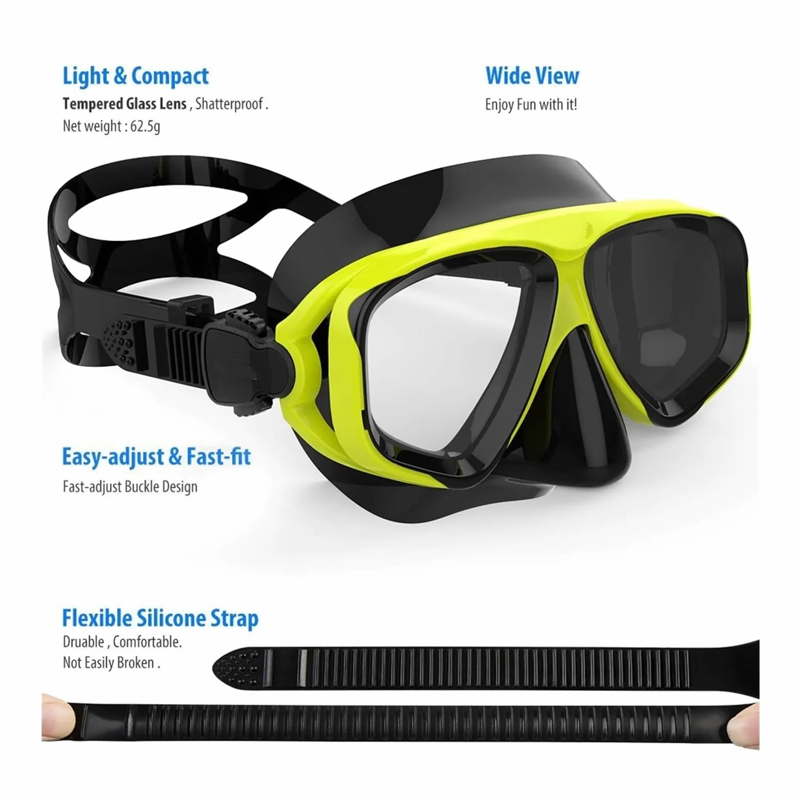 Buceo Máscara de Snorkel Máscara de Buceo antiempañamiento Gafas de Buceo con esnórquel Gafas de Buceo con Sello de Vidrio Templado