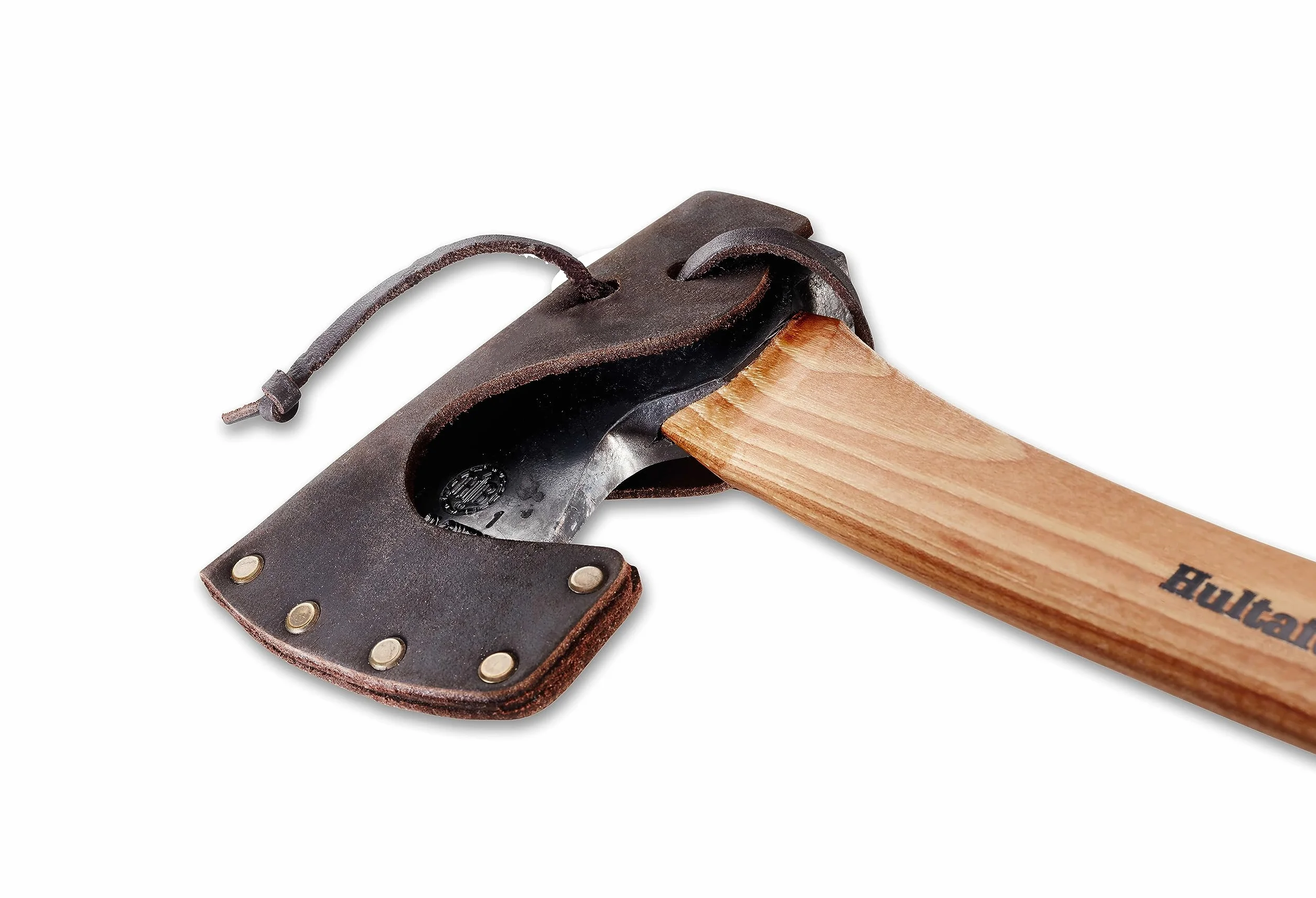 Destral Hultan forjada a Mano de 375mm Hecho de Acero Sueco I Hultafors I Forjado en Suecia I Hacha de 805g con Mango de Madera de Nogal Americano con Funda Protectora de Cuero I Reafilable I 841701