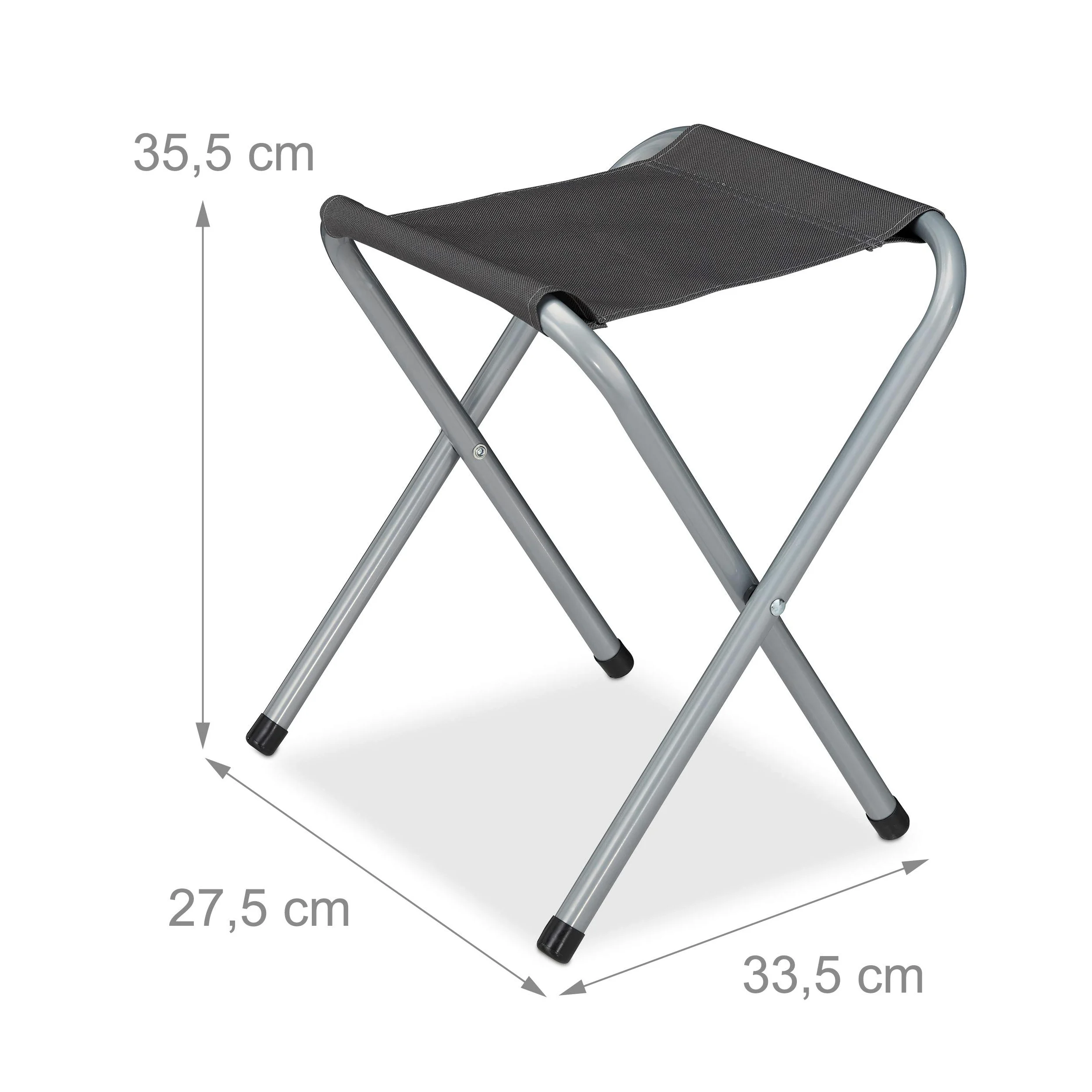 Relaxdays Set Muebles Camping, Plegable, 4 Sillas, Mesa, Altura Ajustable, 120 x 60 cm, Aluminio, MDF, Plateado/Gris