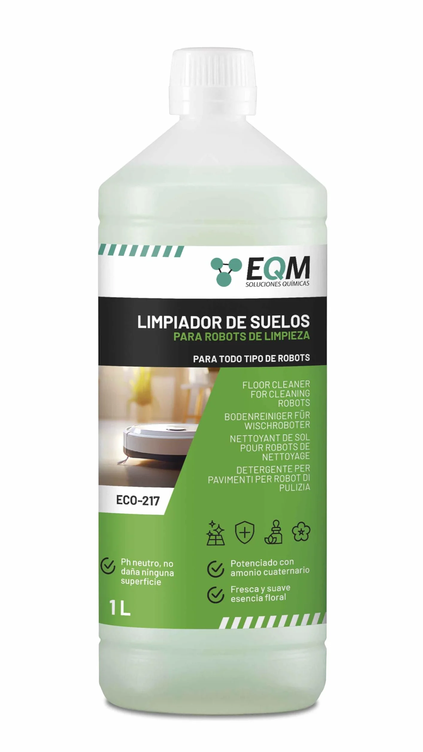 Limpiador de Suelos para Robots de Limpieza ECO-217 1L pH Neutro Aroma Floral