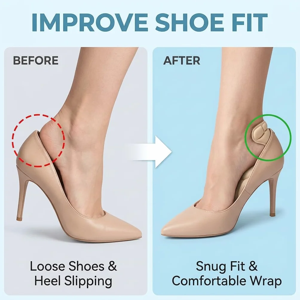 8 Piezas Plantillas Para Tacones Mujer, Almohadillas Talón Antideslizantes Recortables