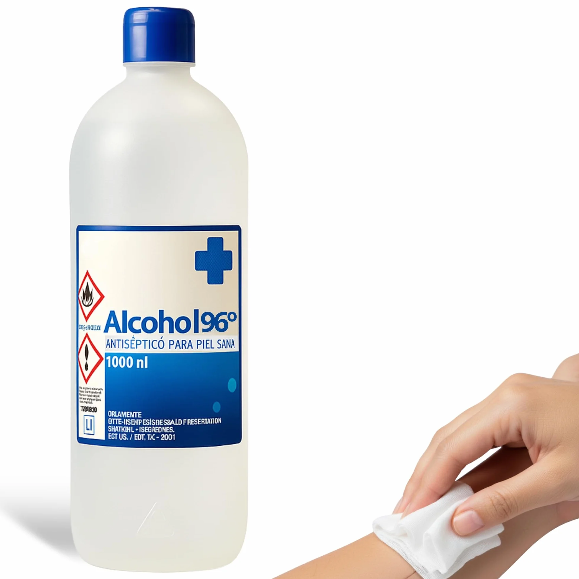 Alcool 96º Etanol 1000 ml Antiseptico Desinfectante Manos Tapón Seguridad
