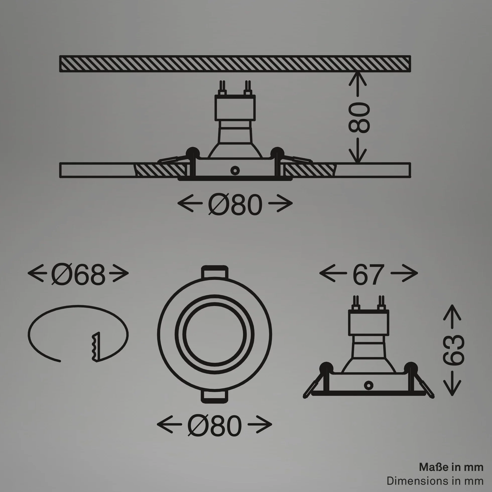 BRILONER Pack 3 Downlights LED techo empotrables planos 230V orientables luz blanca cálida 8x2,2 cm blanco
