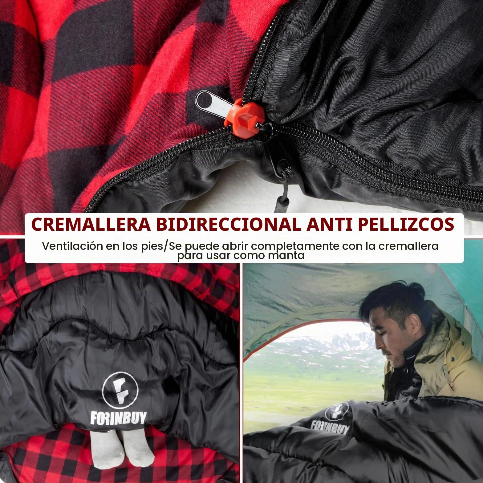 Sacos de Dormir Doble de algodón en Invierno, Saco de Dormir de Franela Grandes Impermeables y cálidos para 2 Personas, adecuados para Acampar al Aire Libre, Viajes en Autocaravana