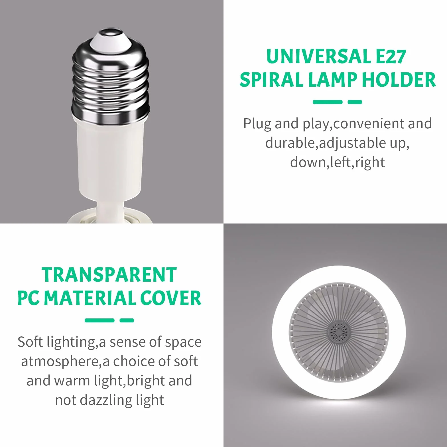 Ventilador de Techo con Luz LED Regulable 30W, E27, Control Remoto, 3 Velocidades, Silencioso para Dormitorio