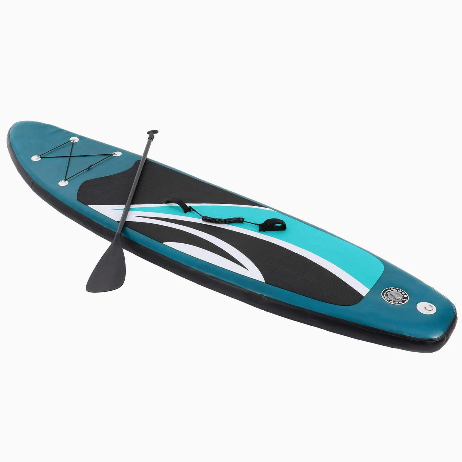 Juego de tabla inflable de hasta 150 kg, equipamiento deportivo para deportes acuáticos | Stand Up Paddling Board, Green Surfboard-Set Stabil Leicht VollSet Tragetasche Paddling Finnen Luftpumpe Leash Repair Kit