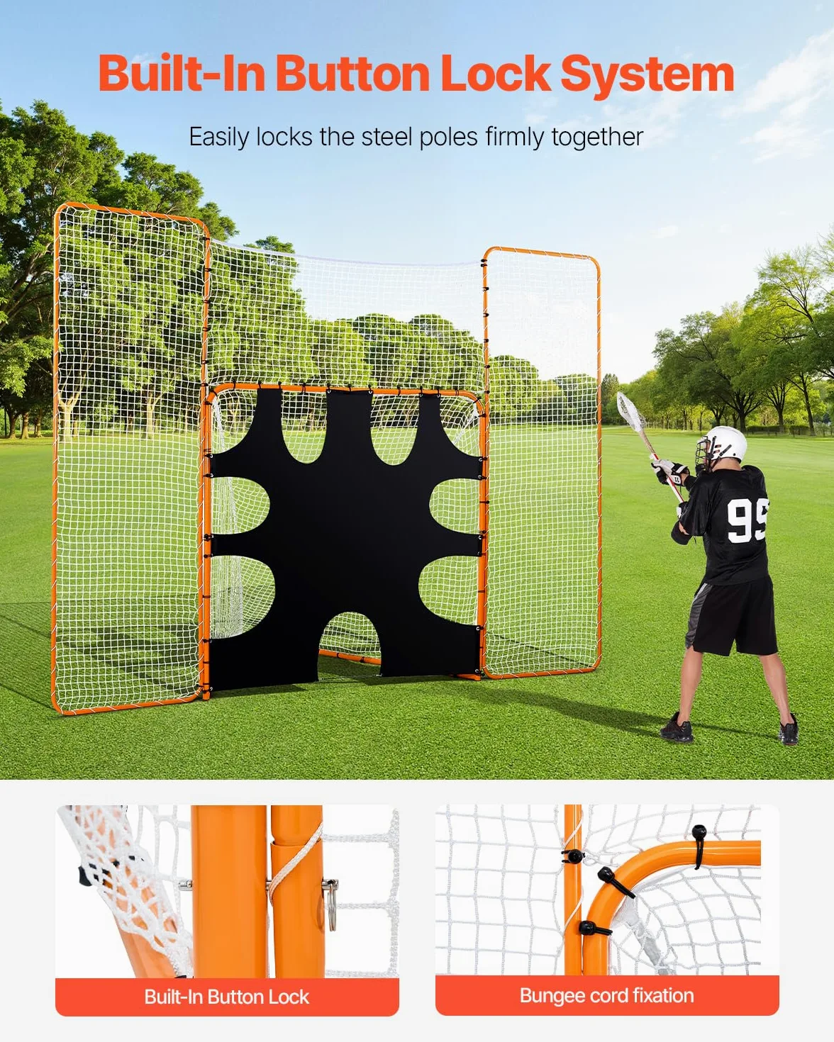 VEVOR Portería portátil de Lacrosse - Juego Completo de Accesorios de Entrenamiento con Cobertura extendida para jóvenes y Adultos
