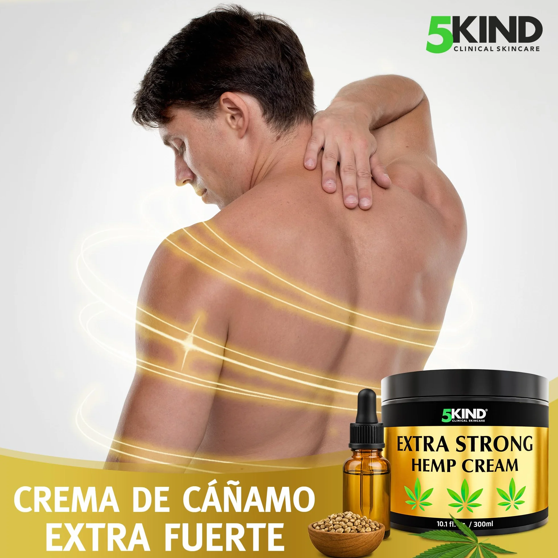 5kind Crema de cáñamo extra fuerte 300 ml - Crema de aceite de cañamo y árnica - Rica en extractos naturales