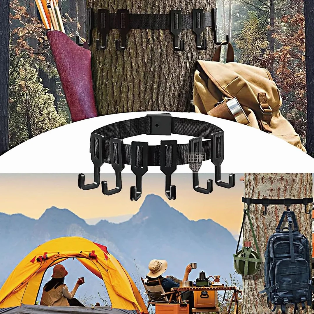 Treestand Correa con 5 Ganchos Resistentes Al Desgaste-Treestand Correa Soportes De Árboles con Multi-Gancho para Caza-Colgador De Caza, Colgador De Equipo Multipropósito