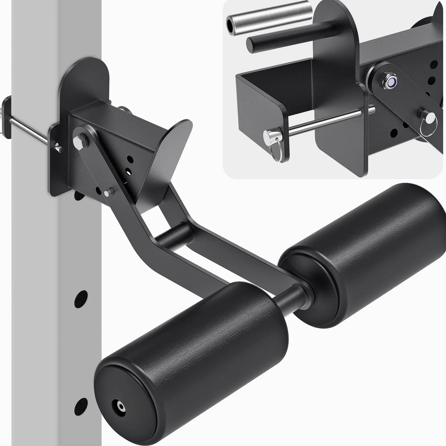 Nordic - Accesorio de rizo de isquiotibiales para rack de alimentación de 7.6 x 7.6 cm con agujero de 2.5 cm o 5/20.3 cm, sujeción de pierna ajustable de 6 alturas con superficie de cuero