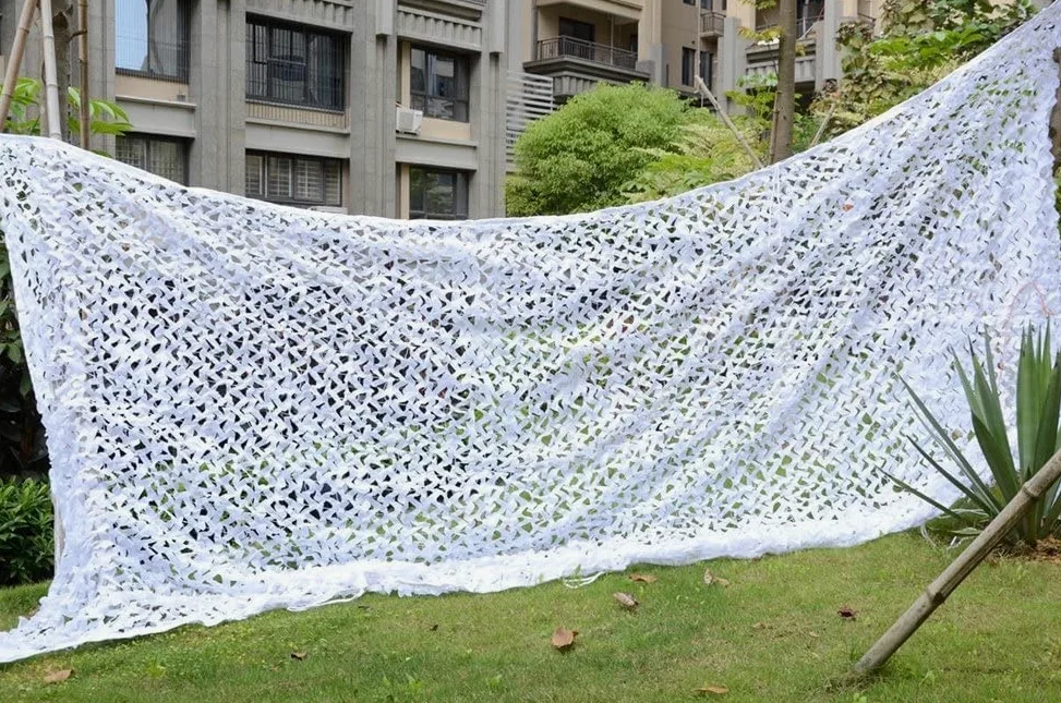 Red de camuflaje 150D, tamaño a elegir entre 2 x 3 m, 3 x 4 m y 3 x 5 m, blanco, 5x5M(16.4x16.4ft)