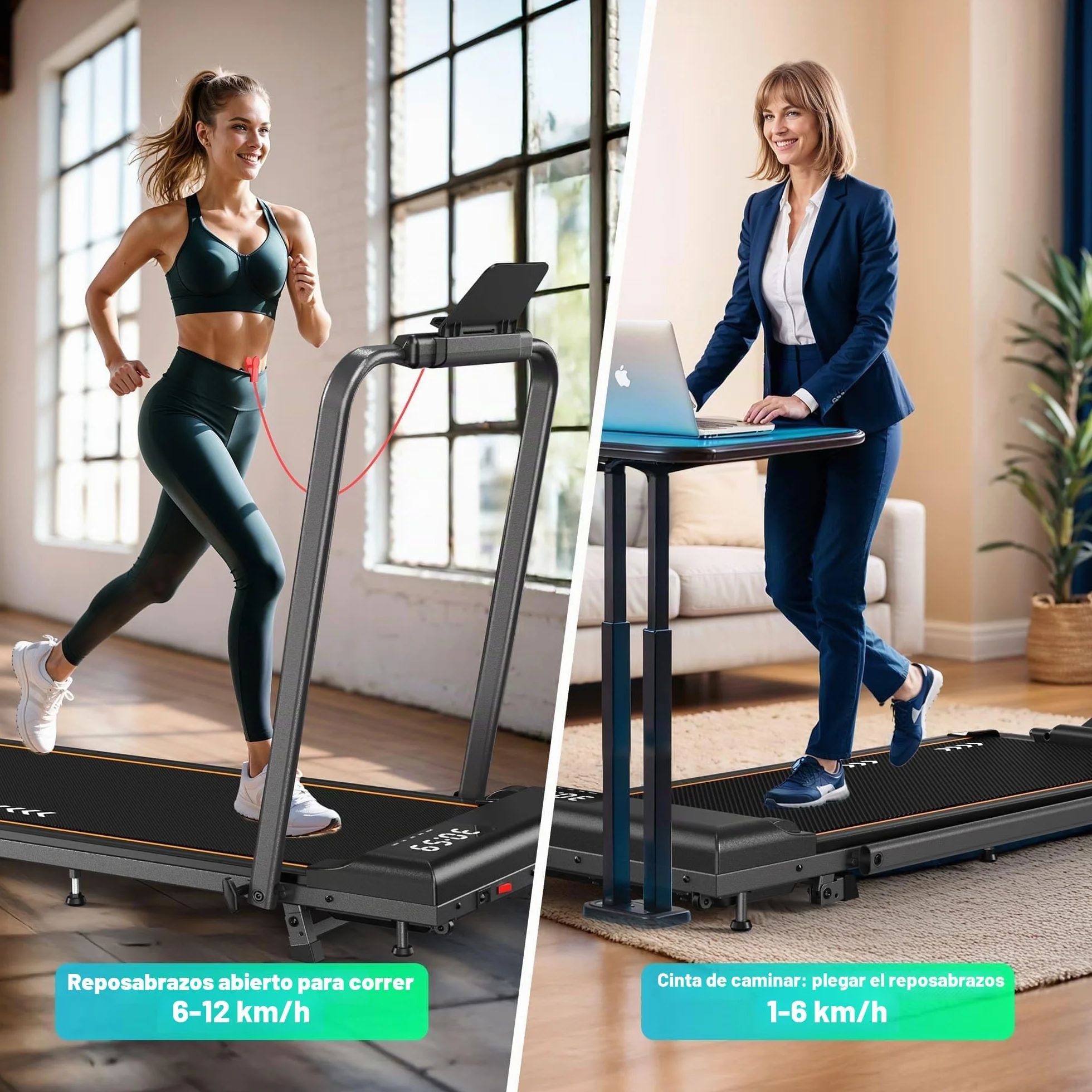 Cinta de Correr Plegable, 7% Inclinación, 2.5HP Walking Pad para Debajo del Escritorio, 4 en 1 Cinta de Correr Eléctrica para Hogar/Oficina | TW1 1-6km/h | TW2 1-12km/h |FT50 12KM/H App & Bluetooth
