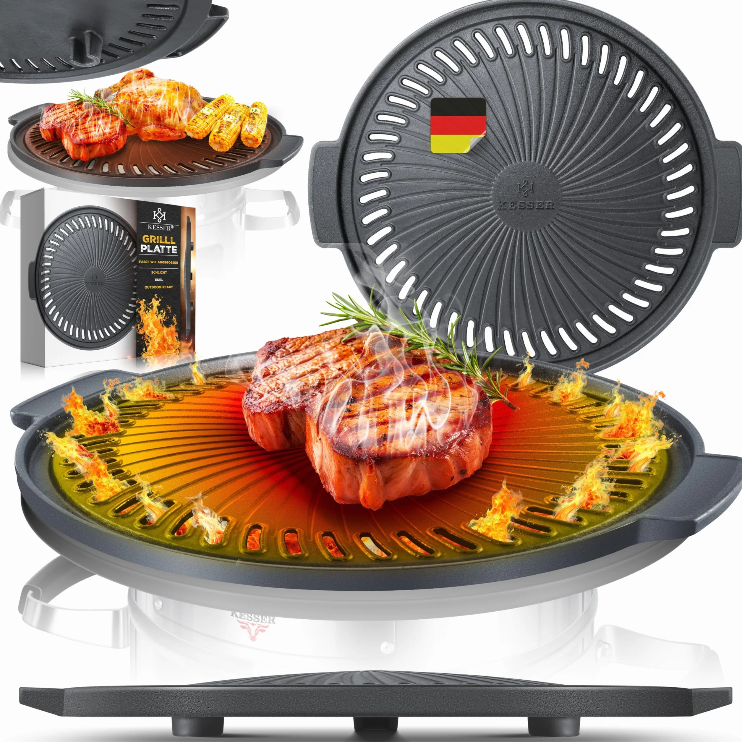 KESSER® Placa de cocción para estufa de cohetes, horno holandés, barbacoa, cohete, estufa de leña, hornillo de camping, barbacoa de camping