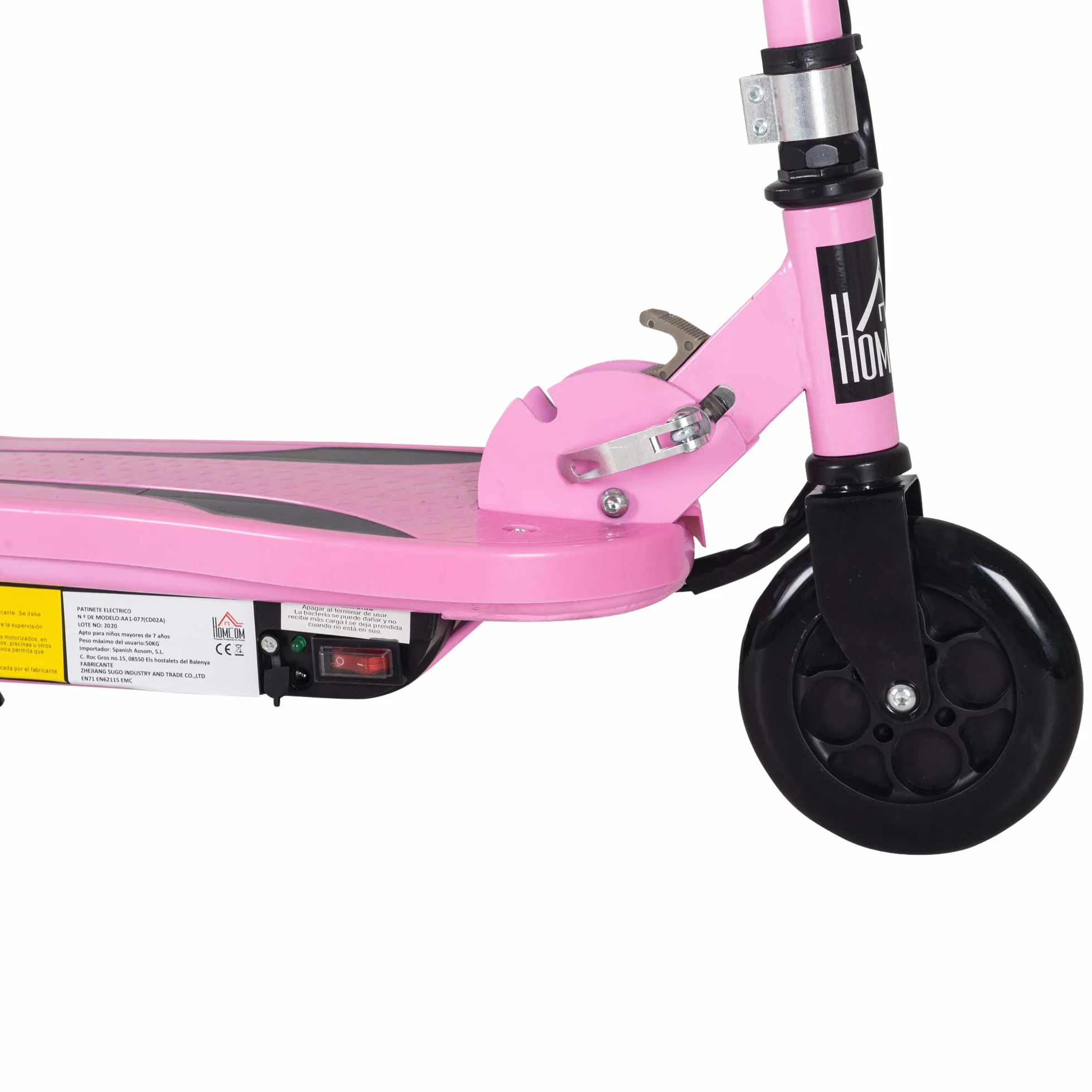 HOMCOM Patinete Eléctrico Plegable para Niños de 7-14 Años, Patinete Eléctrico con Velocidad MAX. 12 km/h, Alcance de 8 km, Altura Ajustable, Freno de Mano