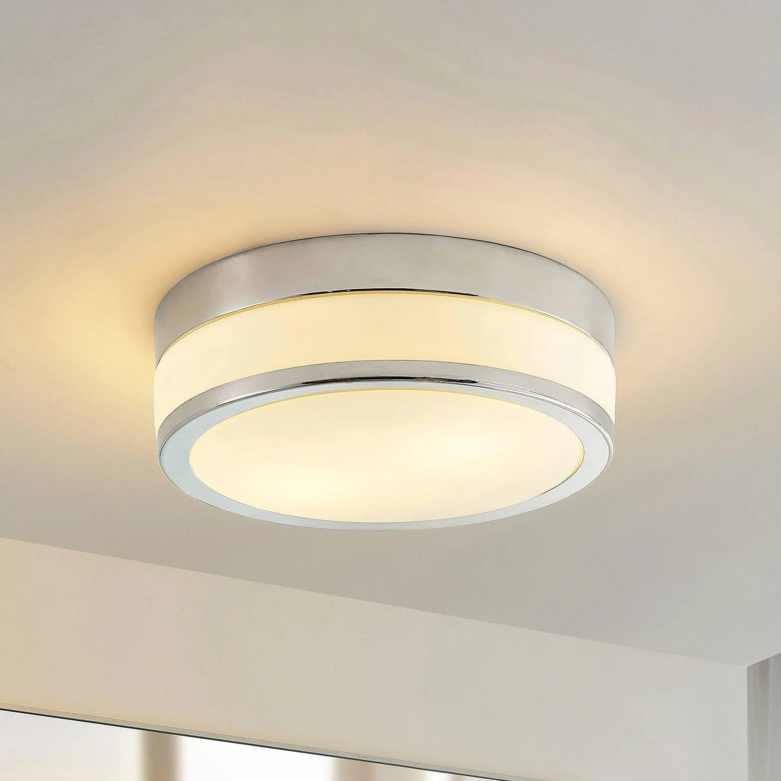Lindby Lámpara de techo Flavi Plateado Vidrio 2 llamas E27 para Cuarto baño