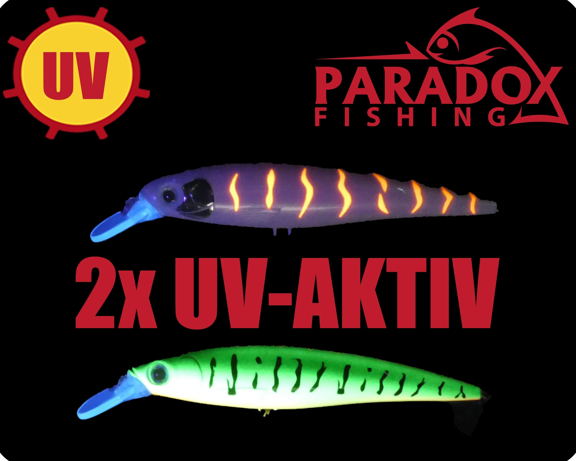 Paradox Fishing Juego de 4 señuelos de pesca de lucioperca, 13 g, 11 cm, con caja, cebo para lucioperca, perca