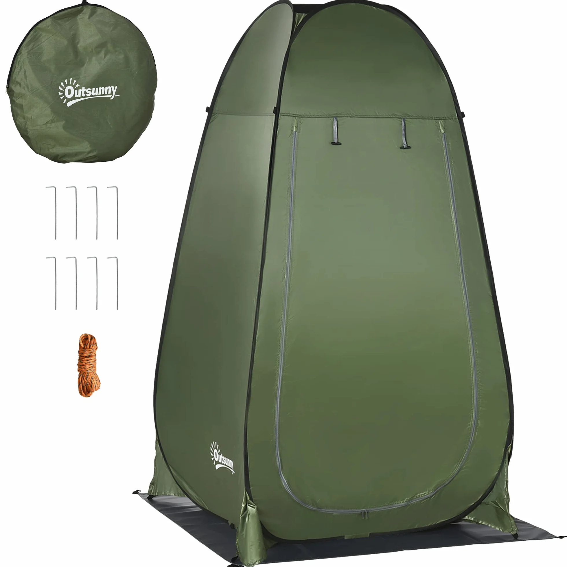 Outsunny Tienda de Ducha Instantánea Pop-Up Portátil con Bolsillo Bolsa Transporte UV 20+ 126x124x189 cm