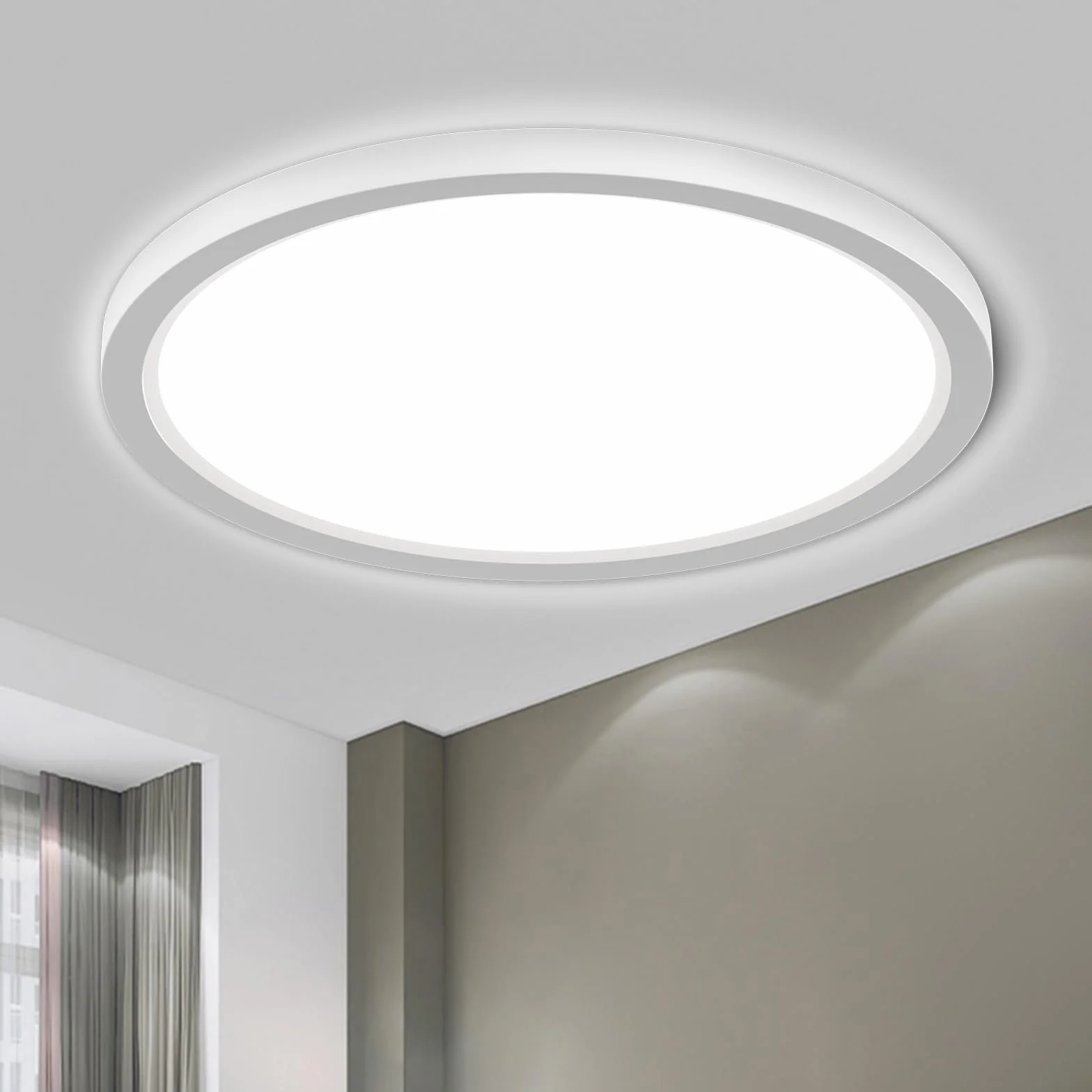 LQWELL® Lámpara de Techo LED IP44 Impermeable 18W 6000K 1980LM Redonda Plana 220x18mm