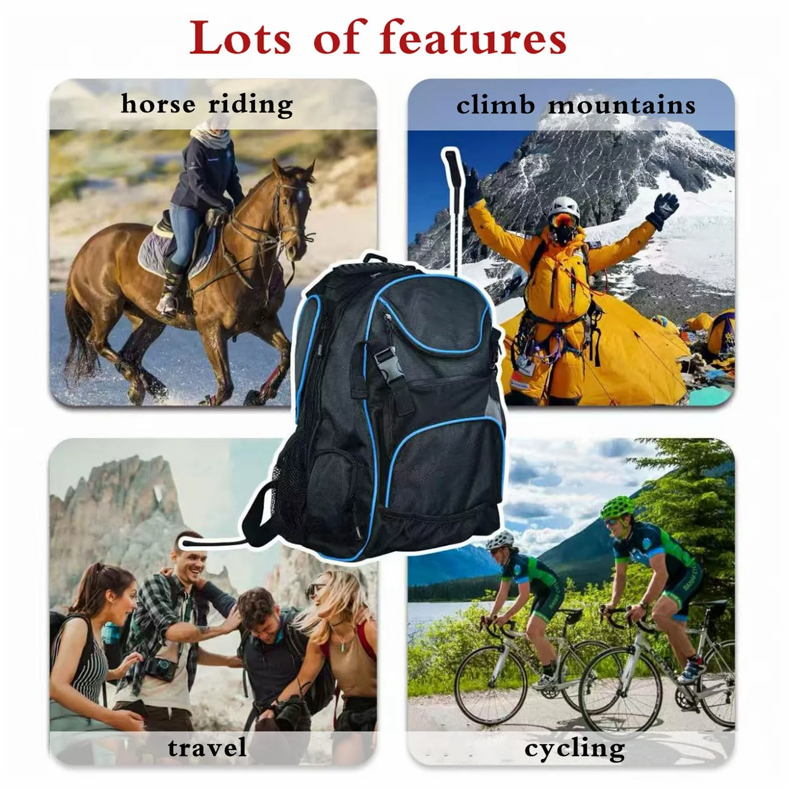 Mochila Ecuestre,Mochila para Botas de equitación con Compartimento,Bolsa de Montar,Fácil de Llevar,Double The Comfort,Suficiente Espacio,Adecuado para Montar a Caballo.
