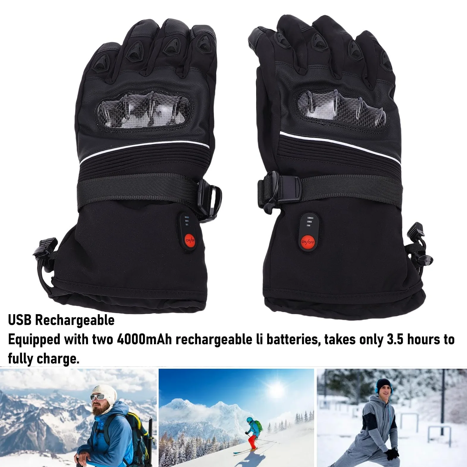Calentados para Hombres y Mujeres, Recargables a Prueba de Viento WeatherShield Pantalla Táctil de esquí Calentados para Invierno Al Aire Trabajo Pesca Senderismo Camping