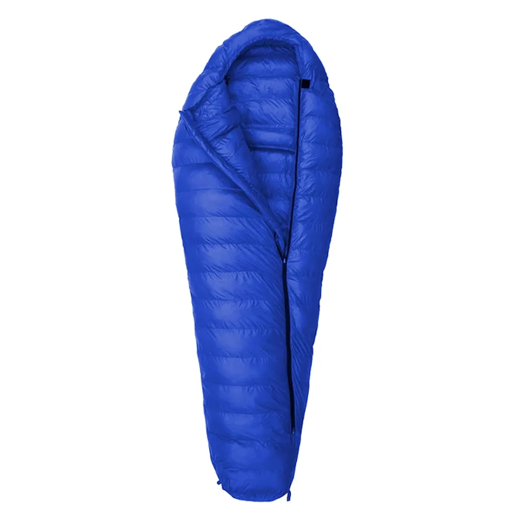 Saco De Dormir De Plumas para Adultos, Saco De Dormir Ultraligero De Plumón De Ganso con Saco De Compresión, Saco De Dormir De Invierno para Acampar Y Caminar,Azul,800g