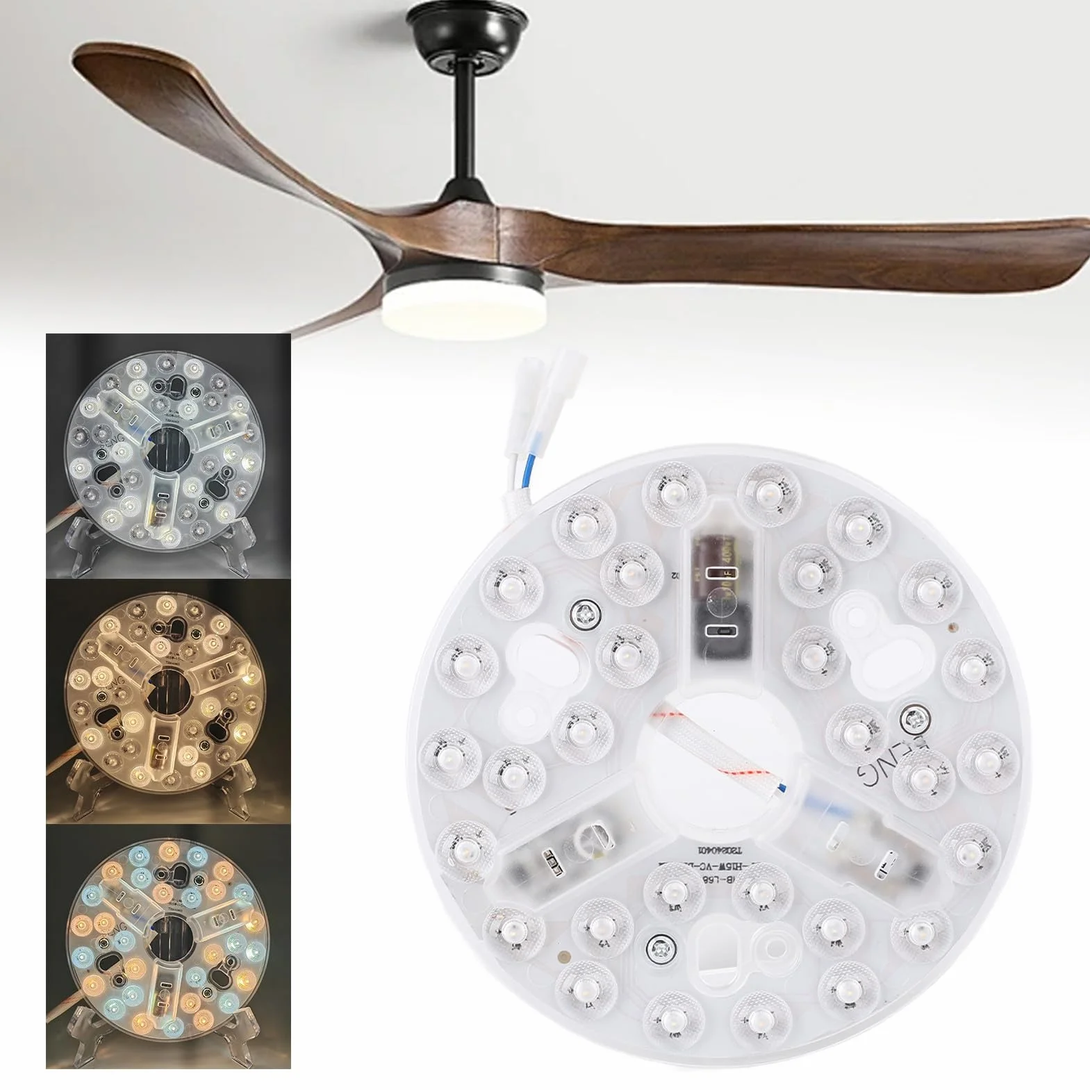 SENECESLI 15W 5.3Inch Panel de Luz de Ventilador de Techo LED, 3CCT 3000K 4200K 6500K, DIMBILE 100-5%