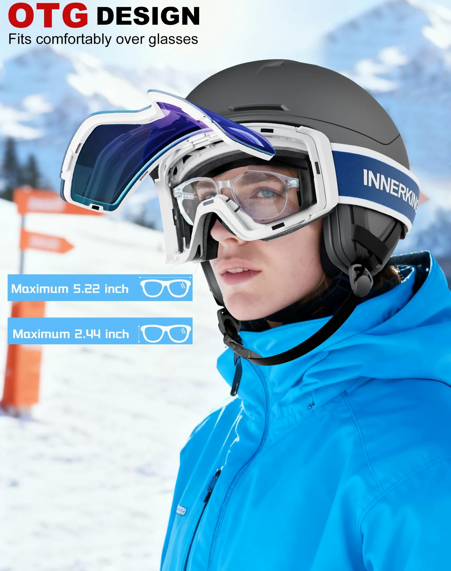 WUVB6015 - Gafas de esquí aprobadas por SGS, para nieve, snowboard, invierno, antiniebla, para adultos, jóvenes, hombres y mujeres
