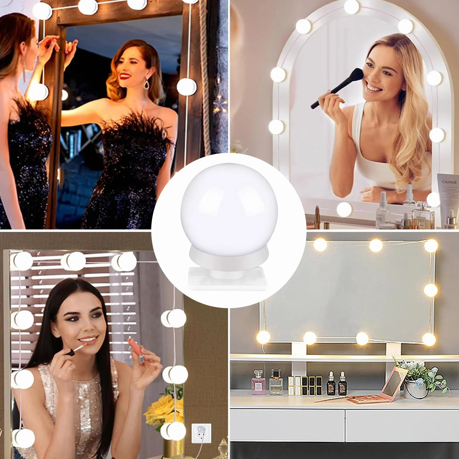 Luz de Maquillaje LED con 12 Bombillas Regulables, 3 Modos de Color para Tocador