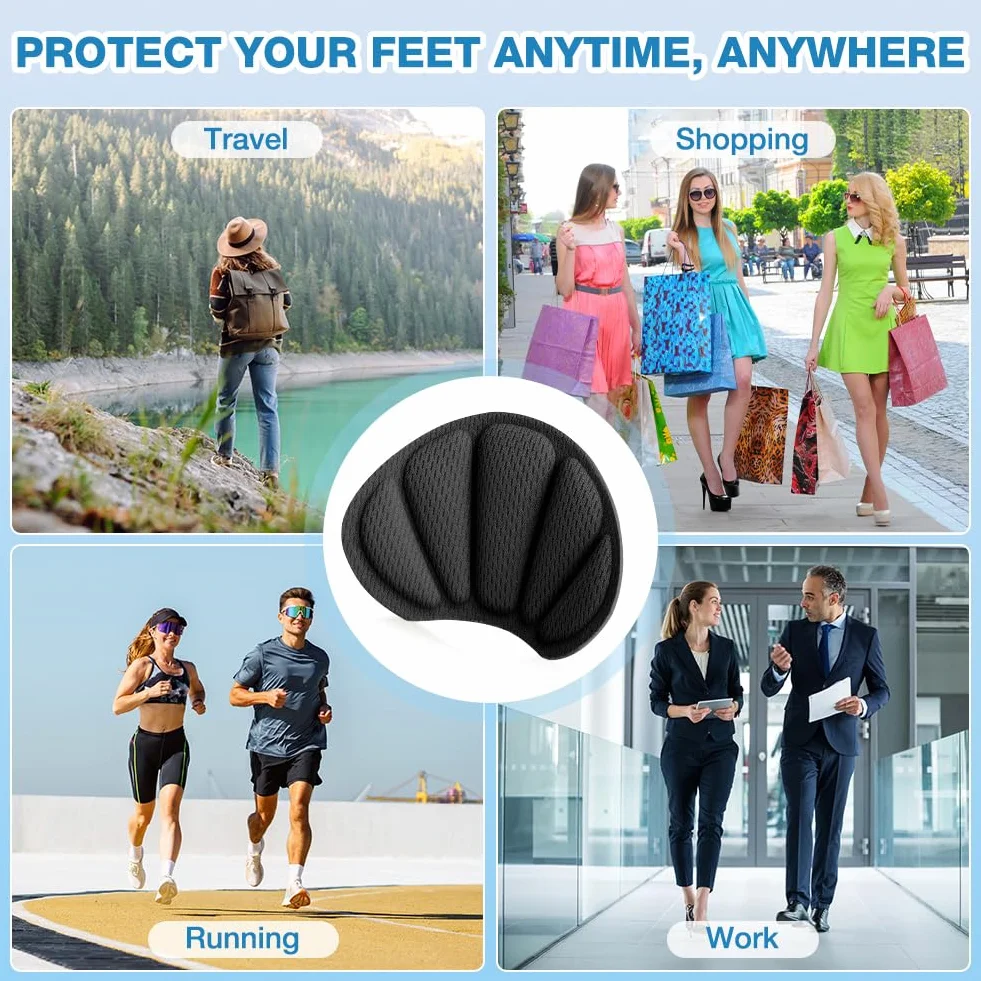 LOPHE Almohadillas para Talones 3 Pares Autoadhesivas Protector de Talon Esponja Antirozaduras Reducir Talla Zapata Negro