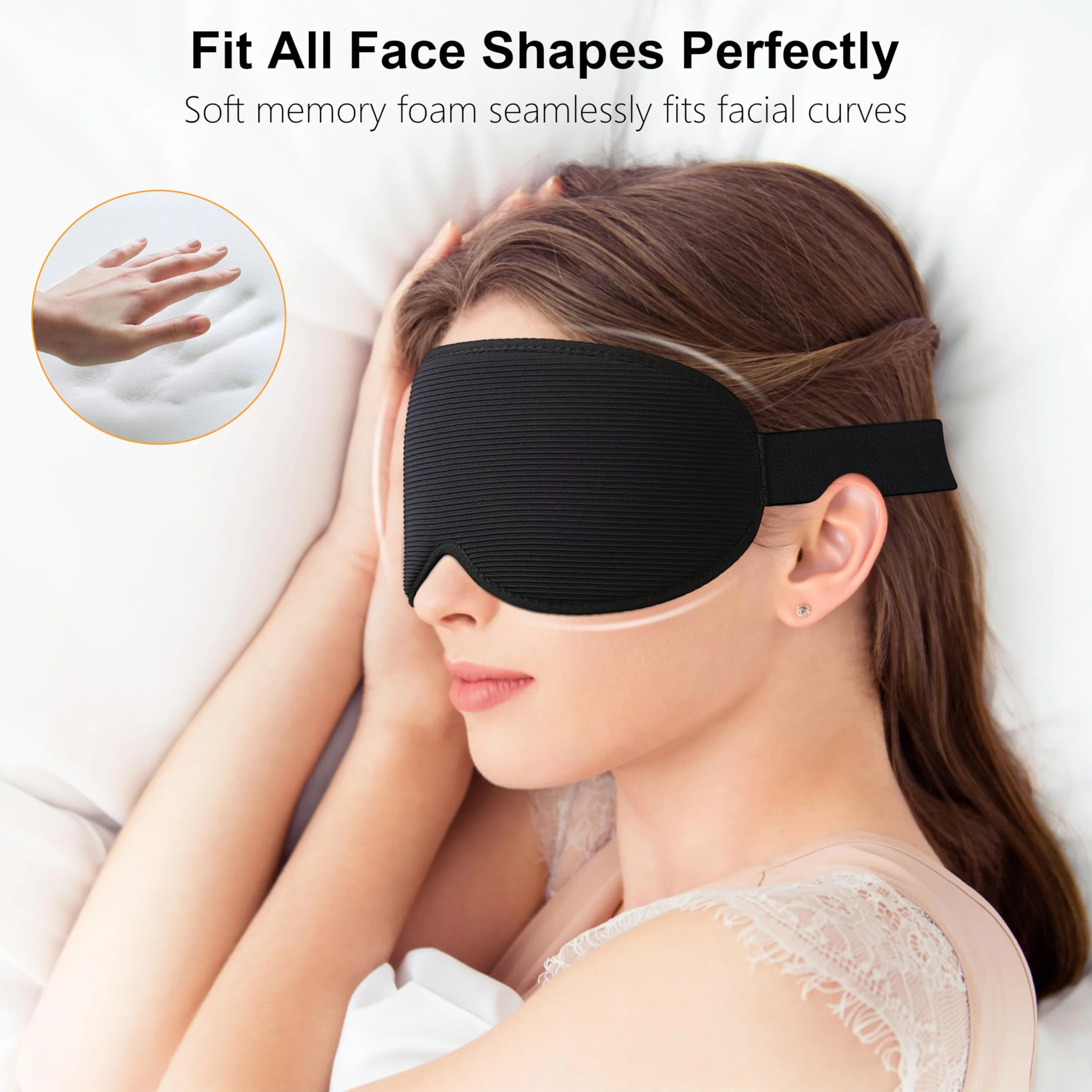 Gritin Antifaz para Dormir, Máscara de Dormir sin Presión Ocular, Correa Ajustable y Tapones, Ultrasuave para Viajar
