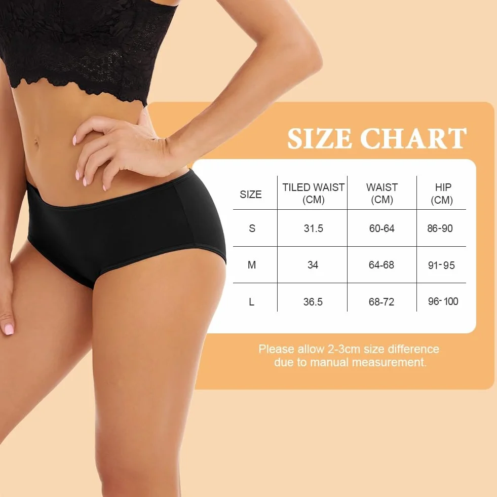 Flintronic Bragas Menstruales Absorbentes Flujo Abundante Mujer Algodón Lavables 4PCS
