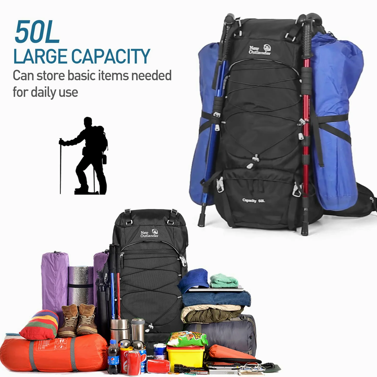 Lixada Mochila de Senderismo de 50L Mochila de Viaje para Acampar MontañIsmo Mochila para Deportes al Aire Libre Mochila Grandes para Hombre y Mujer Impermeable Mochila de Senderismo Mochila de Viaje