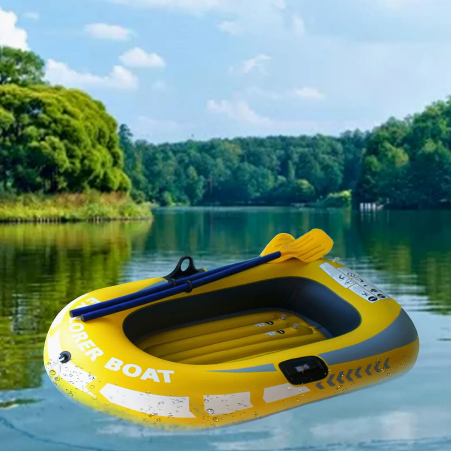 Barco inflable para adultos - kayak doble de PVC, balsa plegable portátil | Barco pesquero engrosado, barco inflable de 1 2 plazas para deportes acuáticos al aire libre Summer Lake River River Flo