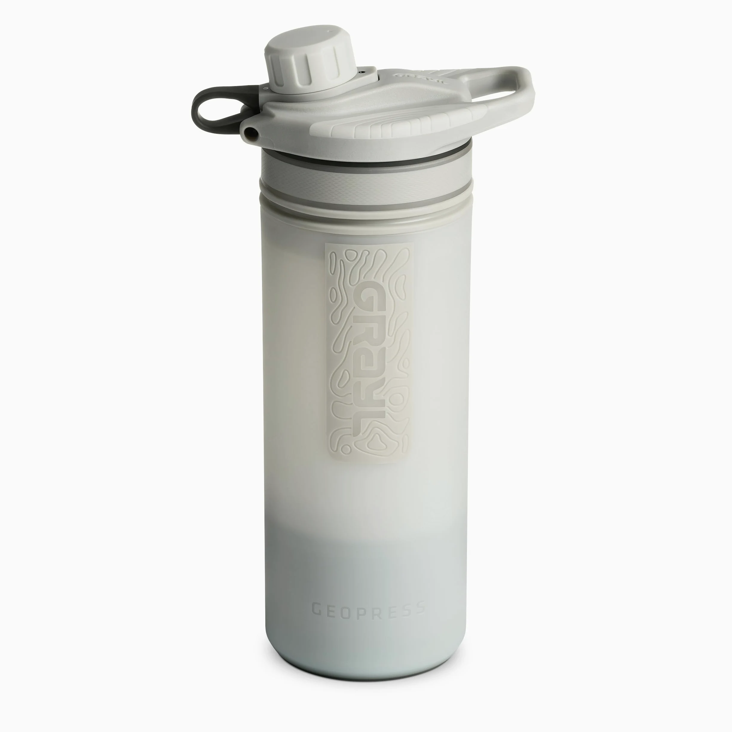 GRAYL GeoPress Botella purificadora de agua de 24 onzas, filtro para senderismo, camping, supervivencia, viajes (blanco pico)