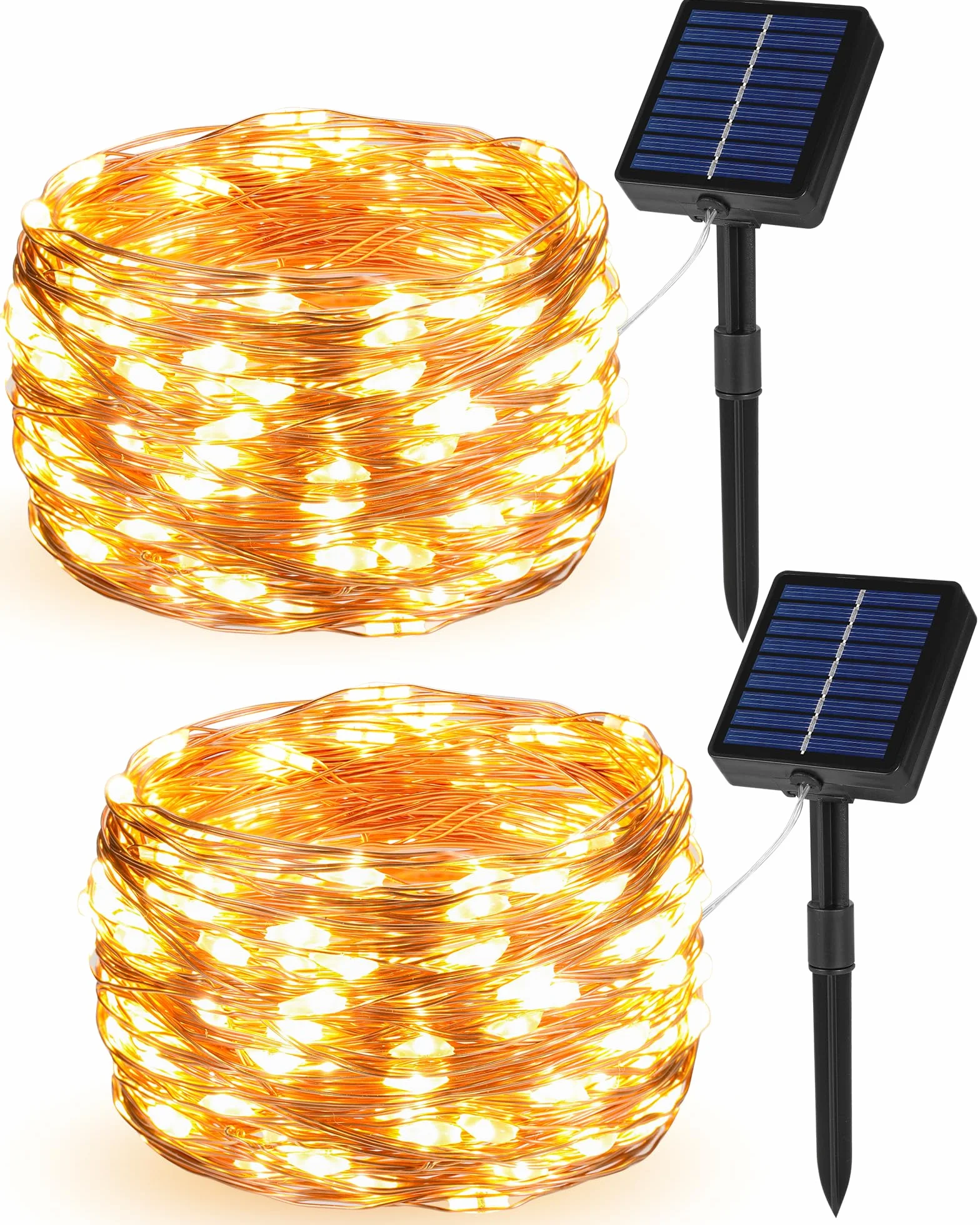 Tacobey Guirnaldas Luces Exterior Solar 20M 200 LED 8 Modos Temporizador Blanco Cálido