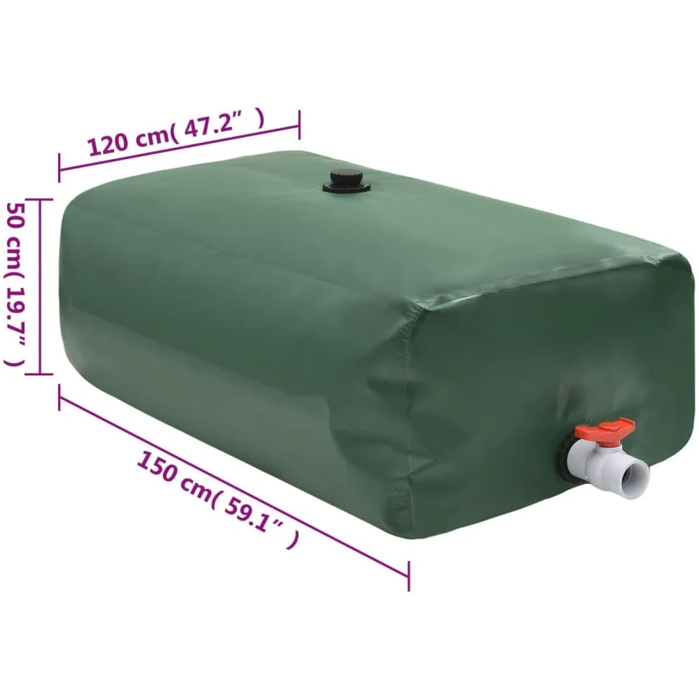Depósito de agua plegable con grifo, 1000 L, PVC, rectangular, 150 x 120 x 50 cm, ligero y resistente para riego de jardín, riego de césped, riego por goteo, camping y uso al aire libre