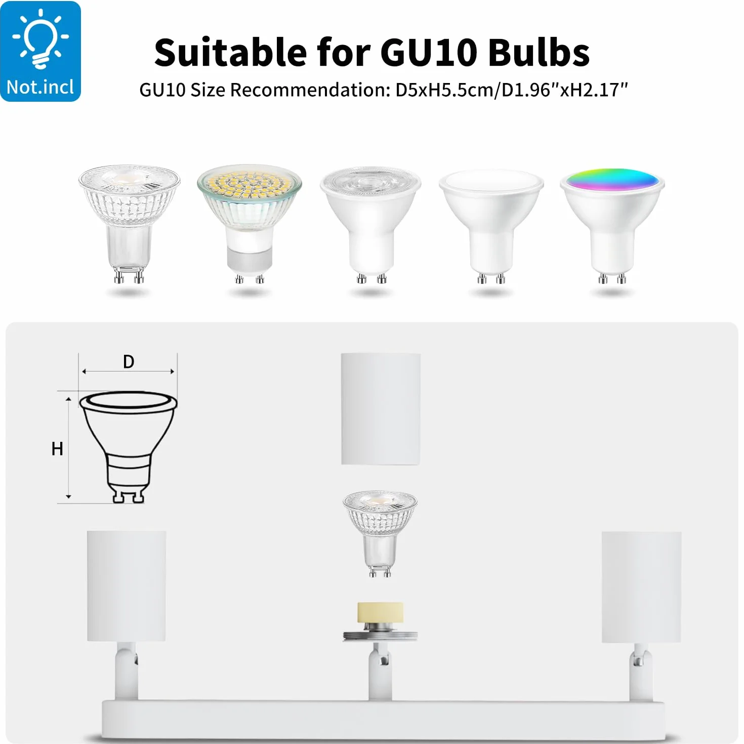 LVWIT Foco de Techo LED Blanco 3 Focos Orientable GU10 Lámpara de Techo Moderna