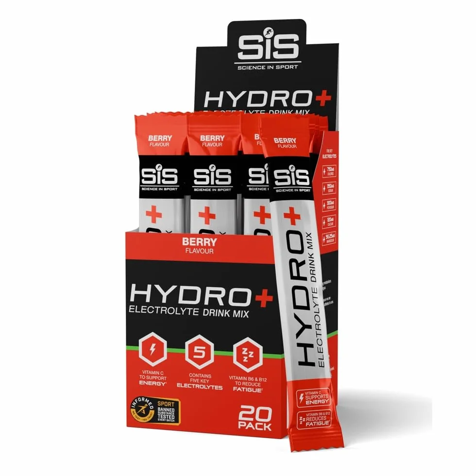 Science in Sport HYDRO+ Electrolyte Drink Mix 20x4,5g Frutos del bosque Electrolitos en polvo veganos