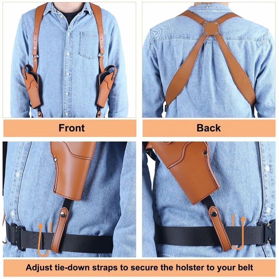 Funda de Hombro, Funda Vertical de Cuero sintético para Pistola Doble, Funda Oculta con Correa Ajustable para 1911 92 96, GL 48 45, 43, 19, QSZ92
