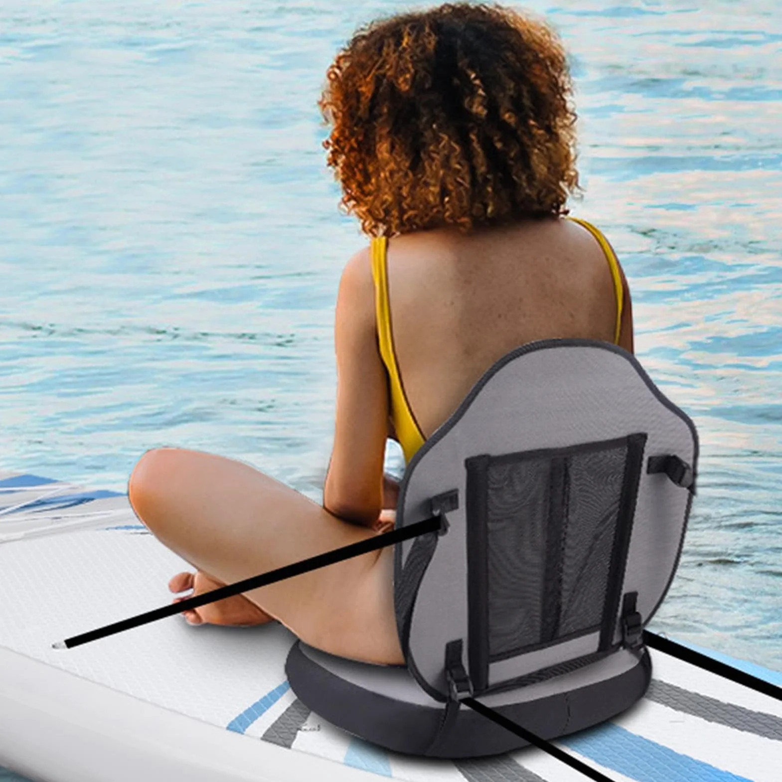 Cojín de asiento inflable para kayak impermeable con respaldo, tela Oxford