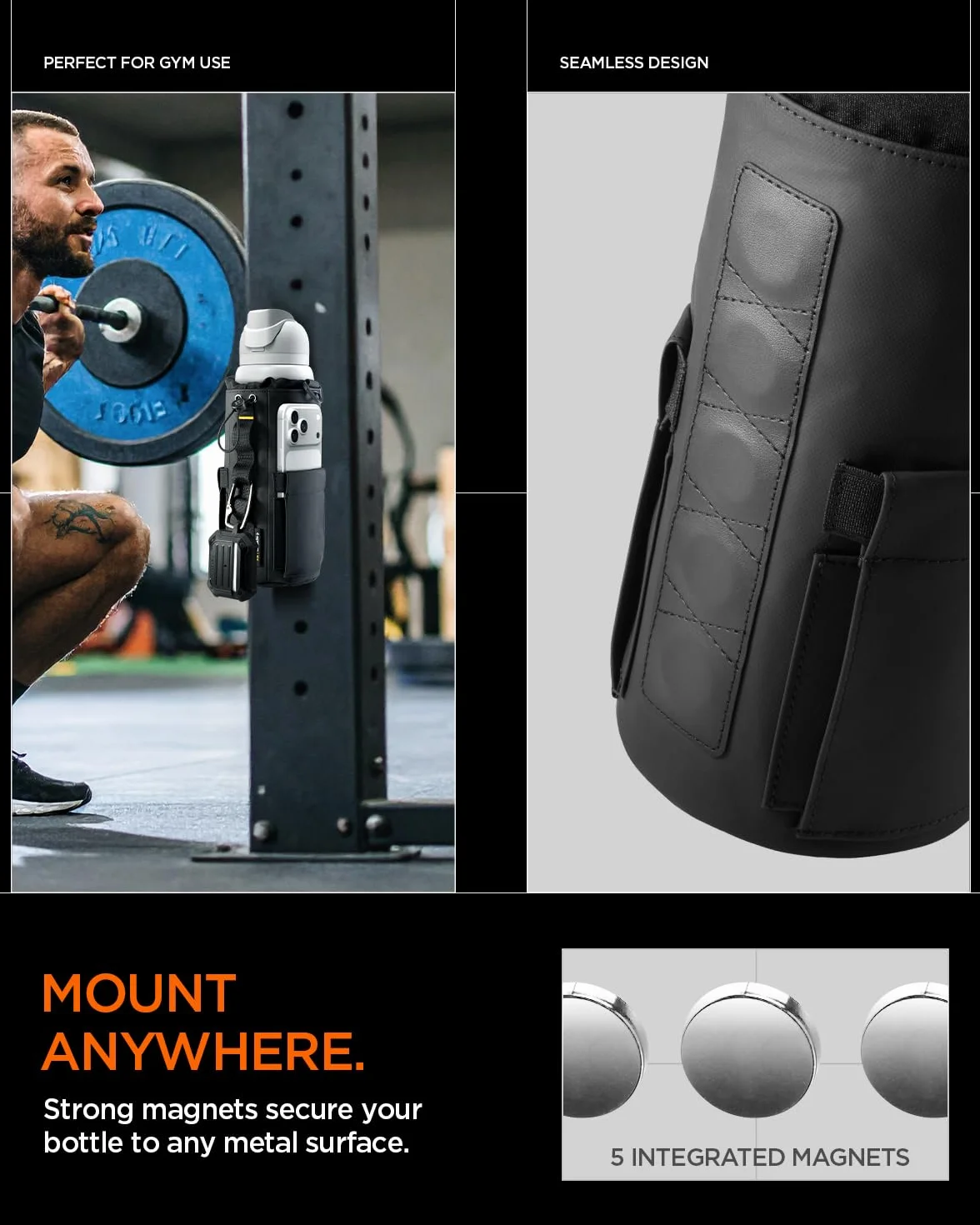 Spigen Life LF500 Bolsa Magnética de Gimnasio, Porta Botella de Agua, Negro