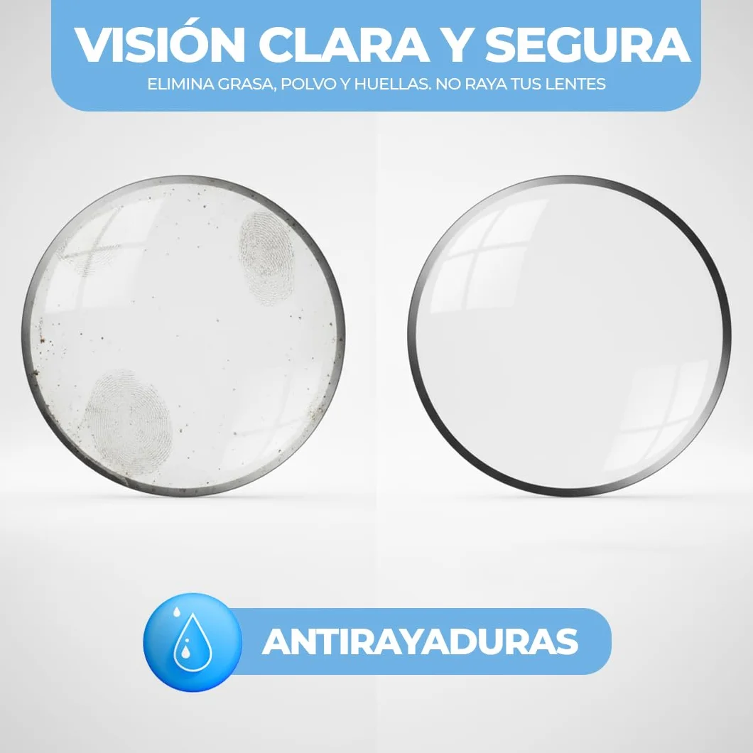 SUUM Pack 3 Spray Limpiador de Gafas con Paño de Microfibra - Limpia Lentes sin Vaho para Cristales y Pantallas (Menta, Limón y Manzana)