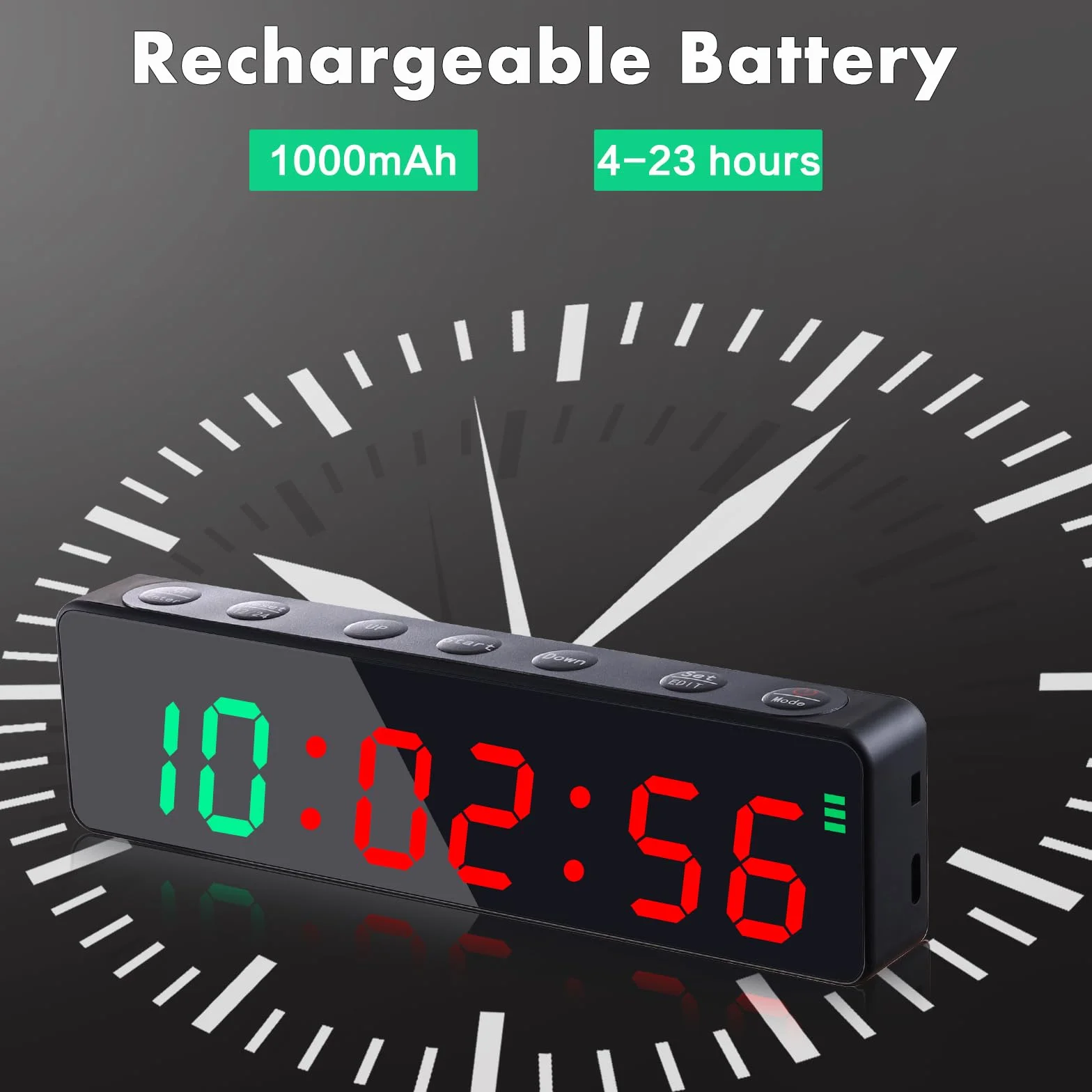 PELLOR Temporizador Multifunción para Gimnasio - Portátil Reloj Cronómetro LED con Potente Imán, 5 Niveles Brillo, Cuenta Regresiva/Progressiva, Timer per Intervalli Fitness para Casa/Garaje/Boxeo