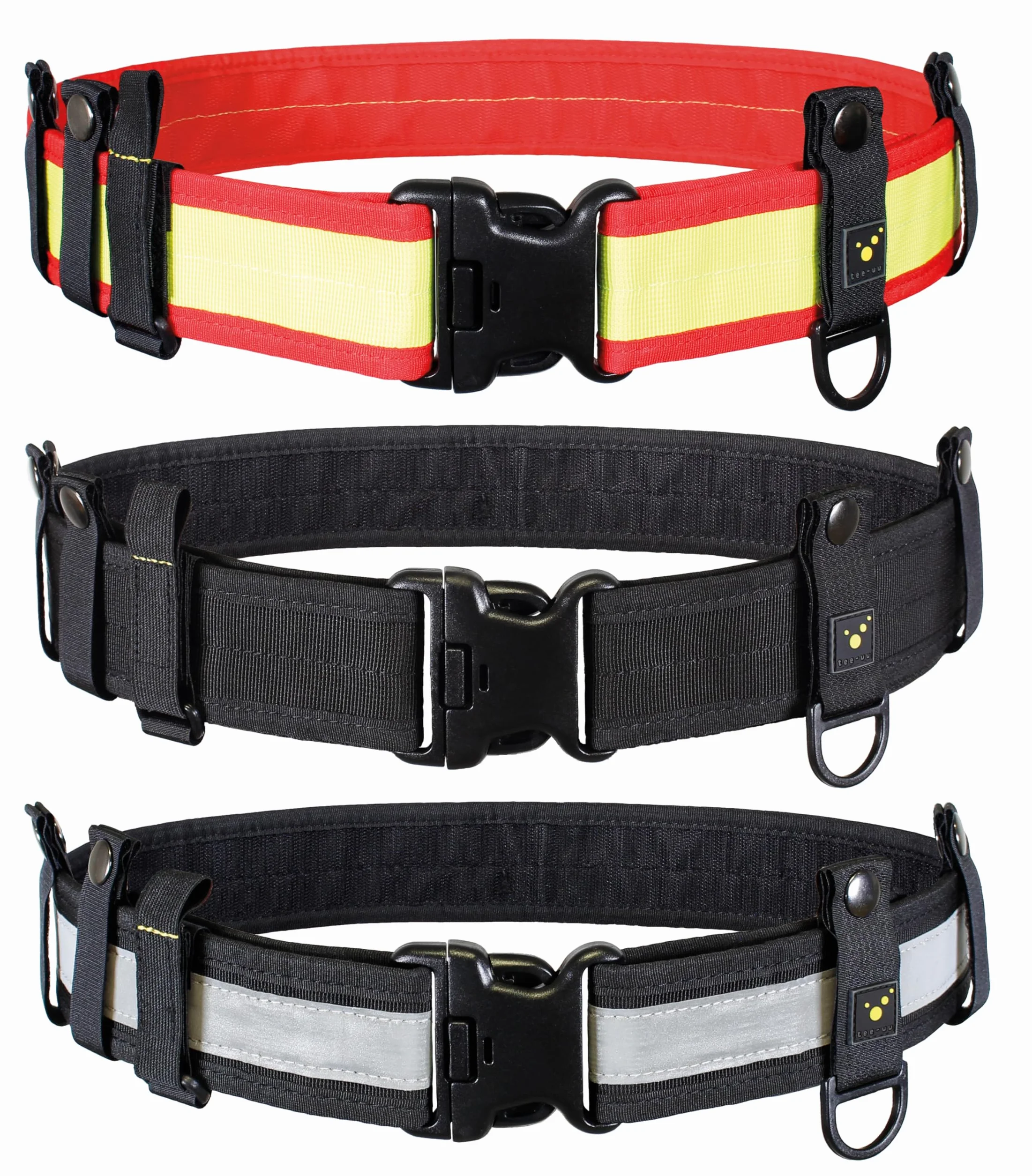 tee-uu Juego completo de cinturón de seguridad (S-XXL), color negro, incluye cinturón interior y juego de Belt Keeper, XXL (contorno de cadera 130 – 150 cm)