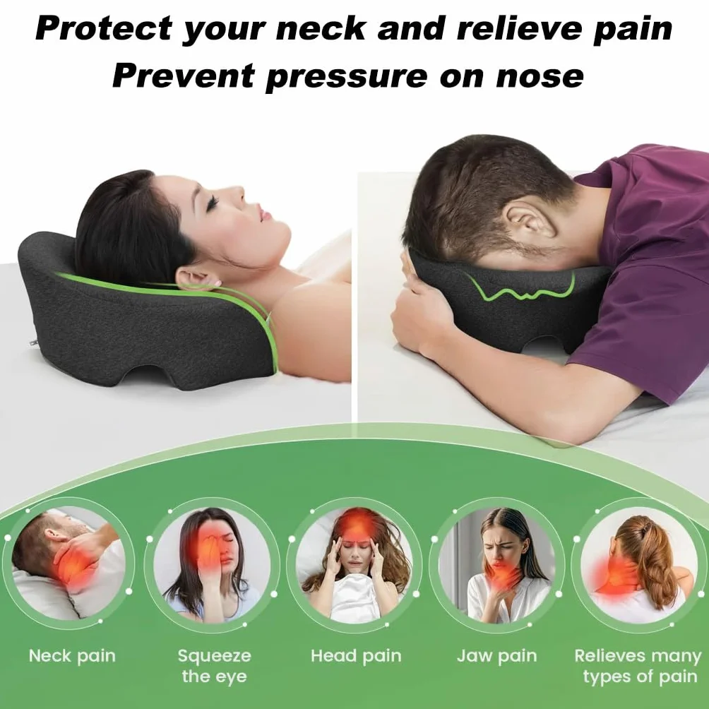 Almohada de Masaje Boca Abajo Reposacabezas Ergonomico para Cama