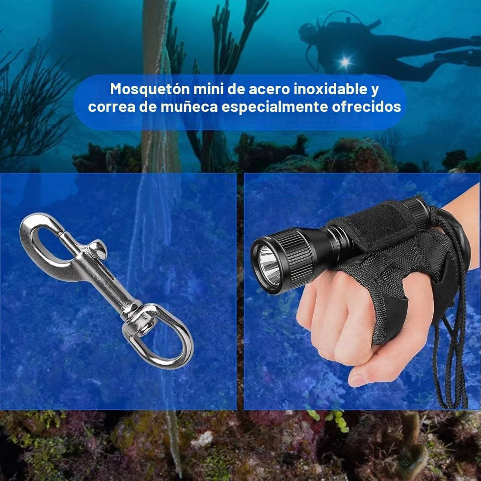 ORCATORCH D550 Linterna de Buceo, 1000 Lúmenes Super Brillante Bajo El Agua LED Linterna De Buceo Con 3 Modos, IP68 Impermeable Night Dive Antorcha 150 Metros Luz Sumergible